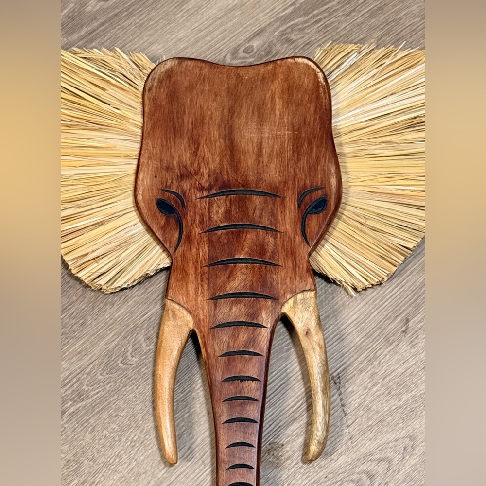 Crane baby handcrafted elephant wall decor safari animal wooden wood unique wall